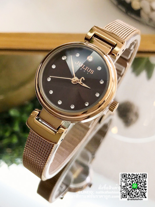 นาฬิกา Julius JA-1020 รุ่นใหม่ล่าสุด ผู้หญิง สีน้ำตาล ของแท้ ส่งฟรี มีบริการเก็บเงินปลายทาง