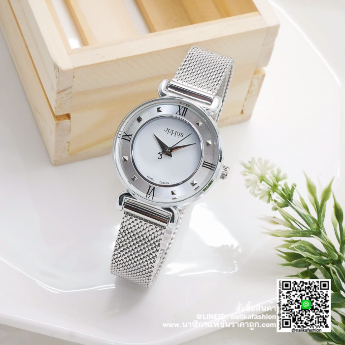 นาฬิกา Julius JA-728 ผู้หญิง สแตนเลสเงิน ของแท้ ส่งฟรี มีบริการเก็บเงินปลายทาง