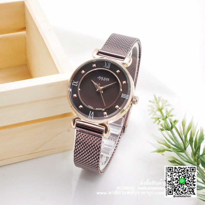 นาฬิกา Julius JA-728 ผู้หญิง สแตนเลสสีน้ำตาล ของแท้ ส่งฟรี มีบริการเก็บเงินปลายทาง