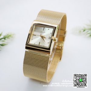 นาฬิกา Julius JA-841 หน้าปัดเหลี่ยม ผู้หญิง สีทอง ของแท้ ส่งฟรี มีบริการเก็บเงินปลายทาง