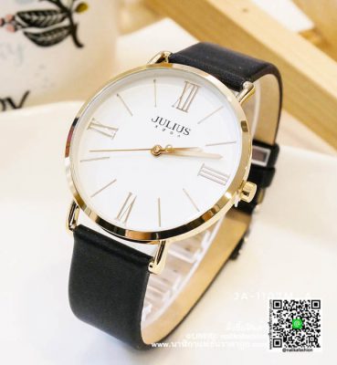 นาฬิกา Julius JA-1107M สายหนัง สีดำ-ขาว น่ารัก ราคาเบา ๆ