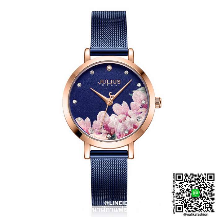นาฬิกา Julius JA-1180 สีน้ำเงิน หน้าปัดกลม สวยมากๆ ของเเท้ ส่งฟรี มีบริการเก็บเงินปลายทาง
