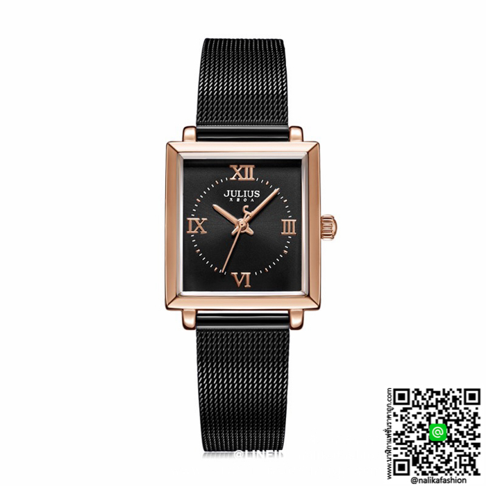 นาฬิกา Julius JA-1202 สีดำ หน้าปัดทรงกลม ของเเท้ ส่งฟรี มีบริการเก็บเงินปลายทาง