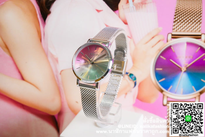 นาฬิกา Julius JA-1163 หน้าปัดกลม สีรุ้ง สวยน่ารักมาก ส่งฟรี มีบริการเก็บเงินปลายทาง