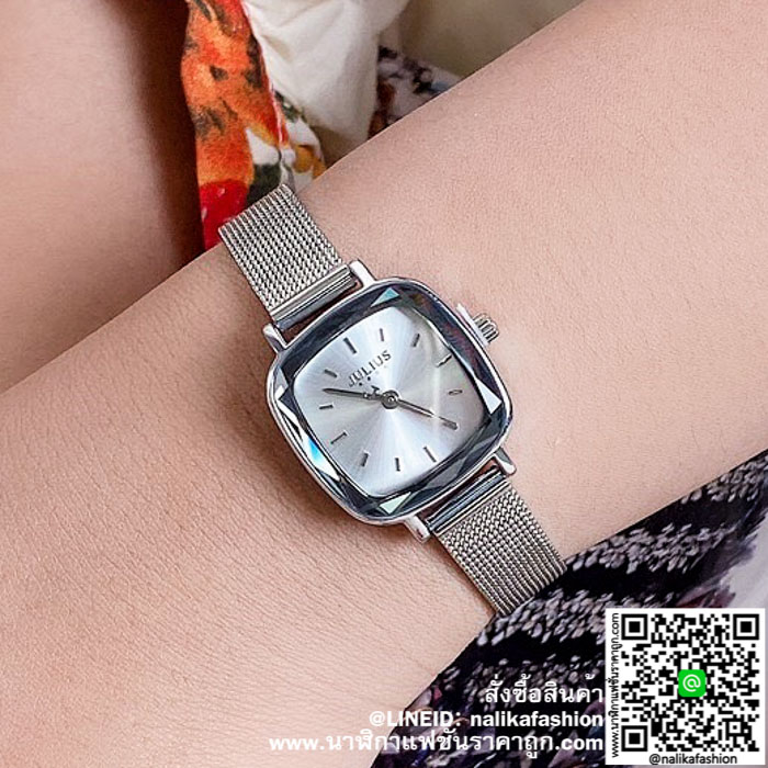 นาฬิกา Julius JA-1148 สีเงิน หน้าปัดเหลี่ยม สวยมากๆ ของเเท้ ส่งฟรี มีบริการเก็บเงินปลายทาง