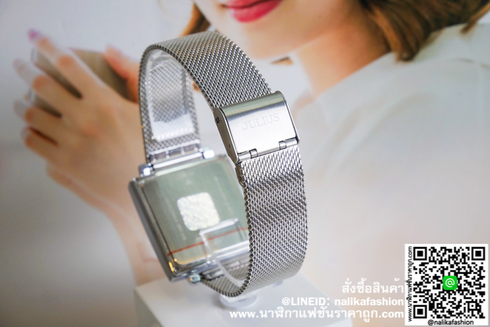 นาฬิกา Julius JA-1207 สีเงิน หน้าปัดเหลี่ยม สวยเก๋ ของเเท้