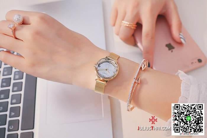 นาฬิกา Julius JA-917 สีทอง หน้าปัดกลม น่ารักคุคิ ของเเท้ ส่งฟรี มีบริการเก็บเงินปลายทาง