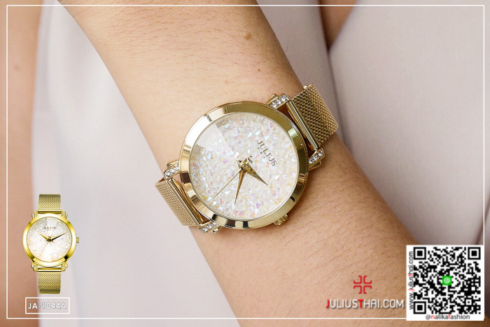 นาฬิกา Julius JA-1044 สายสแตนเลส สีทอง รุ่นขายดี ของแท้ ส่งฟรี มีบริการเก็บเงินปลายทาง