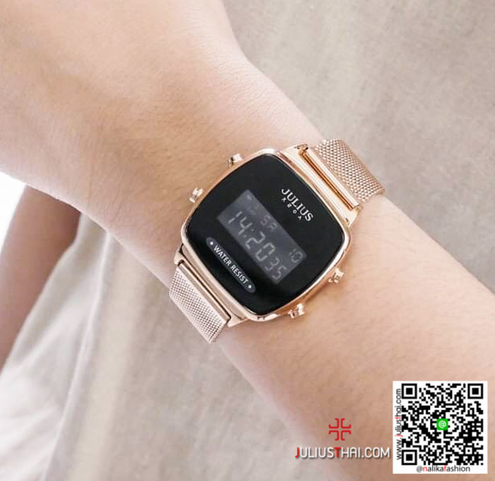 นาฬิกา Julius JA-1160 สีพิ้งโกล หน้าปัดเหลี่ยม หรูหราสุดๆ ของเเท้ ส่งฟรี มีบริการเก็บเงินปลายทาง