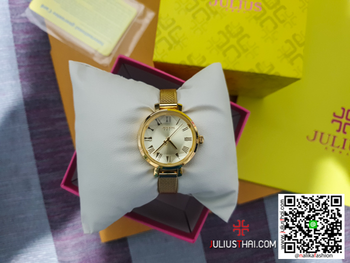 นาฬิกา Julius JA-1019 สีทอง หน้าปัดกลม สวยงาม ของเเท้ รับประกัน 1 ปี