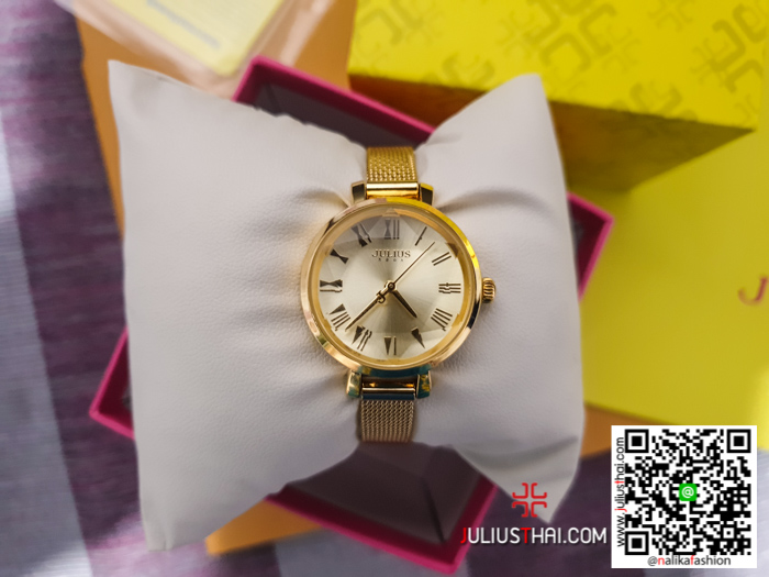 นาฬิกา Julius JA-1019 สีทอง หน้าปัดกลม สวยงาม ของเเท้ รับประกัน 1 ปี
