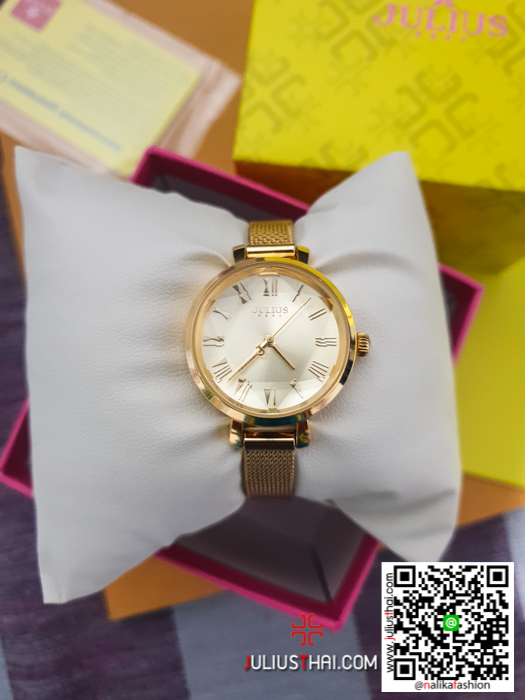 นาฬิกา Julius JA-1019 สีทอง หน้าปัดกลม สวยงาม ของเเท้ รับประกัน 1 ปี