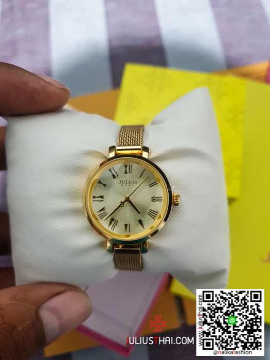 นาฬิกา Julius JA-1019 สีทอง หน้าปัดกลม สวยงาม ของเเท้ รับประกัน 1 ปี