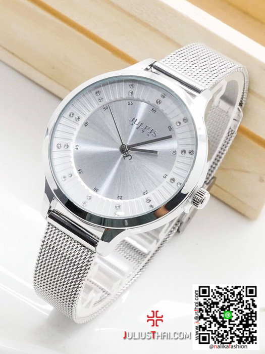 นาฬิกา Julius JA-1058 สายสแตนเลส สีเงิน สวยน่ารัก ของเเท้ ส่งฟรี มีบริการเก็บเงินปลายทาง