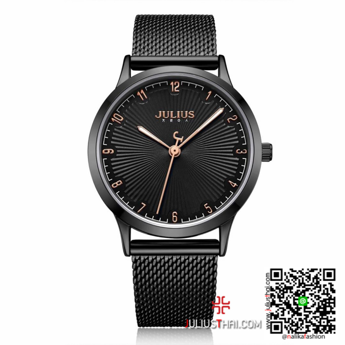 นาฬิกา Julius JA-1075 สายสแตนเลส สีดำ ของเเท้ ส่งฟรี มีบริการเก็บเงินปลายทาง