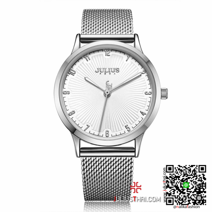 นาฬิกา Julius JA-1075 สายสแตนเลส สีเงิน ของเเท้ ส่งฟรี มีบริการเก็บเงินปลายทาง