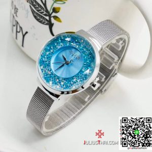 นาฬิกา Julius JA-1111 สายสแตนเลส สีเงิน หน้าปัดเพชรประกาย ของเเท้ ส่งฟรี มีบริการเก็บเงินปลายทาง