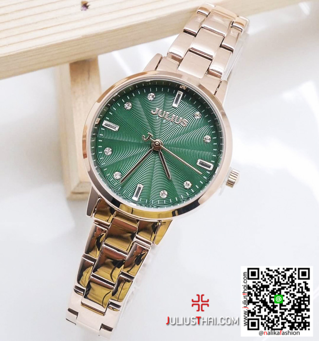 นาฬิกา Julius JA-1167 สายสแตนเลส หน้าปัดเขียว หรูหรา ของเเท้ ส่งฟรี มีบริการเก็บเงินปลายทาง