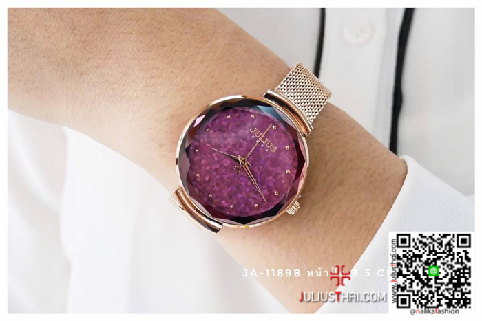นาฬิกา Julius JA-1189 สายสแตนเลส สีชมพู หรูหรา ของเเท้ ส่งฟรี มีบริการเก็บเงินปลายทาง