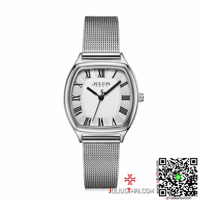 นาฬิกา Julius JA-1242 สีเงิน หน้าปัดเหลี่ยม หรูหราสุดๆ ของเเท้ ส่งฟรี มีบริการเก็บเงินปลายทาง
