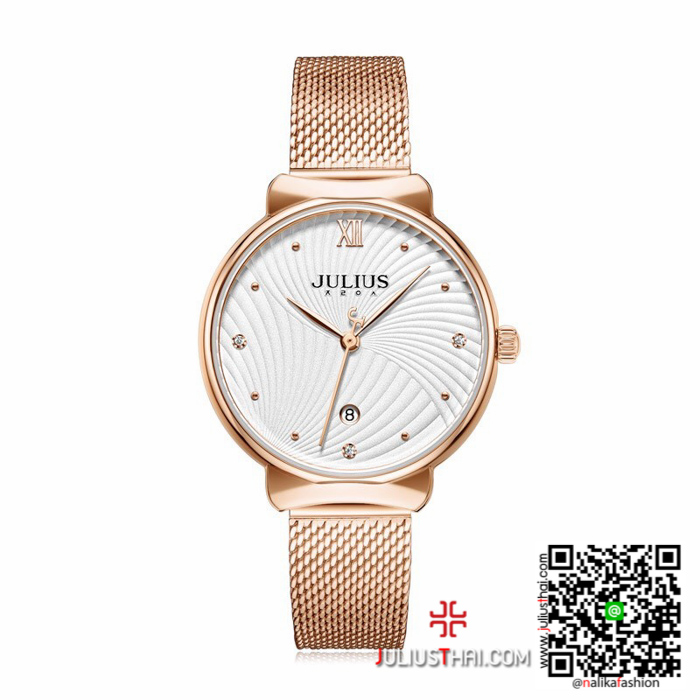 นาฬิกา Julius JA-1243 สายสแตนเลส สีพิ้งโกล อย่างสวย ของเเท้ ส่งฟรี มีบริการเก็บเงินปลายทาง