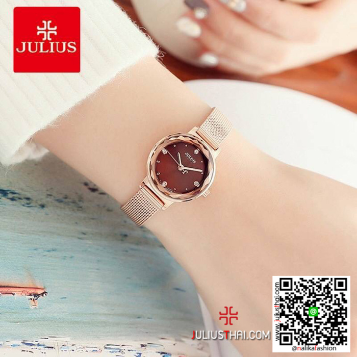 นาฬิกา Julius JA-917 สายสแตนเลส สีพิ้งโกล สวยมาก ของเเท้ ส่งฟรี มีบริการเก็บเงินปลายทาง