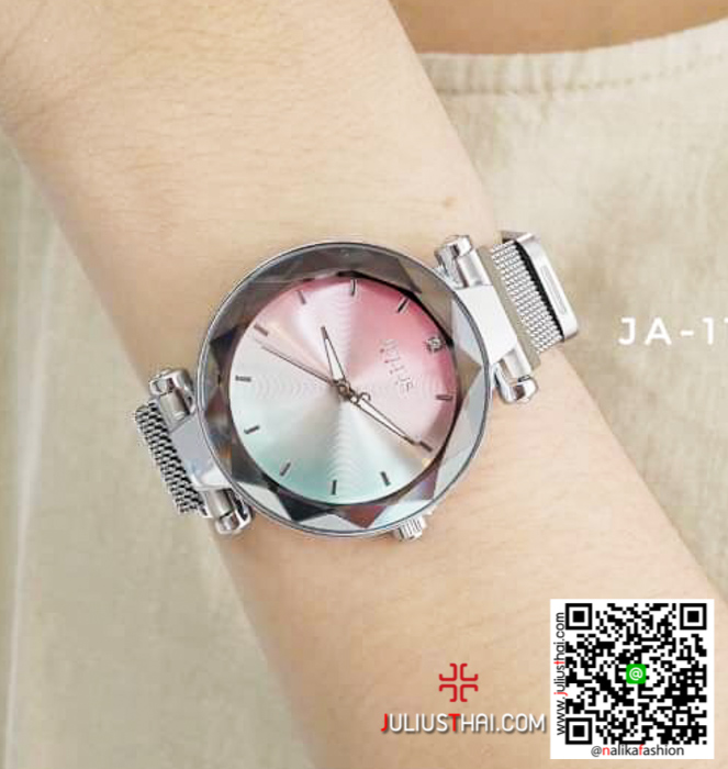 นาฬิกา Julius JA-1166 สายสแตนเลส สีเงิน หน้าปัดรุ้ง สวย เก๋ ของเเท้ ส่งฟรี มีบริการเก็บเงินปลายทาง