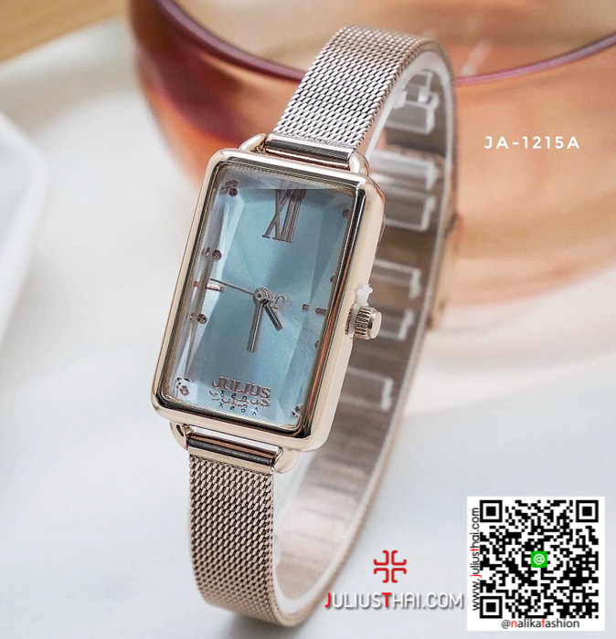 นาฬิกา Julius JA-1215 สีพิ้งโกล หน้าปัดเหลี่ยม หรูหราสุดๆ ของเเท้ ส่งฟรี มีบริการเก็บเงินปลายทาง