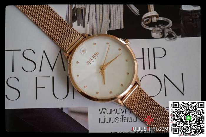 นาฬิกา Julius JA-1235 สีพิ้งโกล หน้าปัดกลม หรูหรา ของเเท้ รับประกัน 1 ปี ส่งฟรี มีบริการเก็บเงินปลายทาง