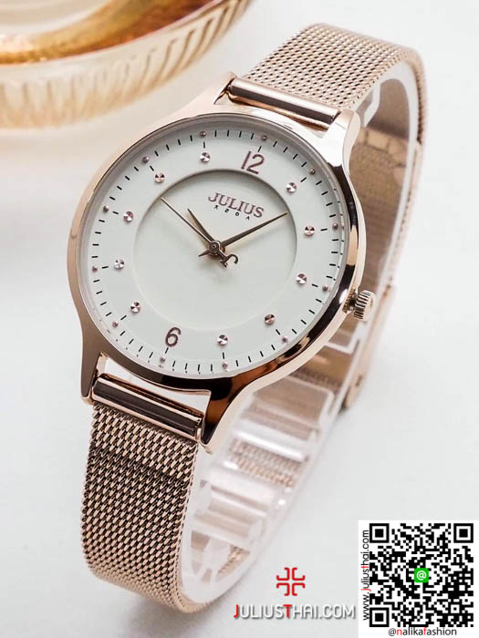 นาฬิกา Julius JA-1060 สีพิ้งโกล หน้าปัดกลม ดูดี ของเเท้ รับประกัน 1 ปี ส่งฟรี มีบริการเก็บเงินปลายทาง
