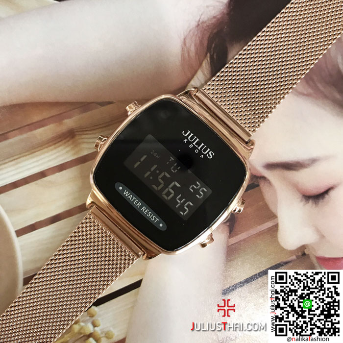 นาฬิกา Julius JA-1160 สีพิ้งโกล หน้าปัดเหลี่ยม หรูหรามากๆ ของเเท้ ส่งฟรี มีบริการเก็บเงินปลายทาง