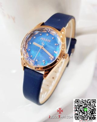 นาฬิกา Julius JA-973 สายหนัง สีน้ำเงิน สวยมากๆ เก๋ๆ ของเเท้ ส่งฟรี มีบริการเก็บเงินปลายทาง