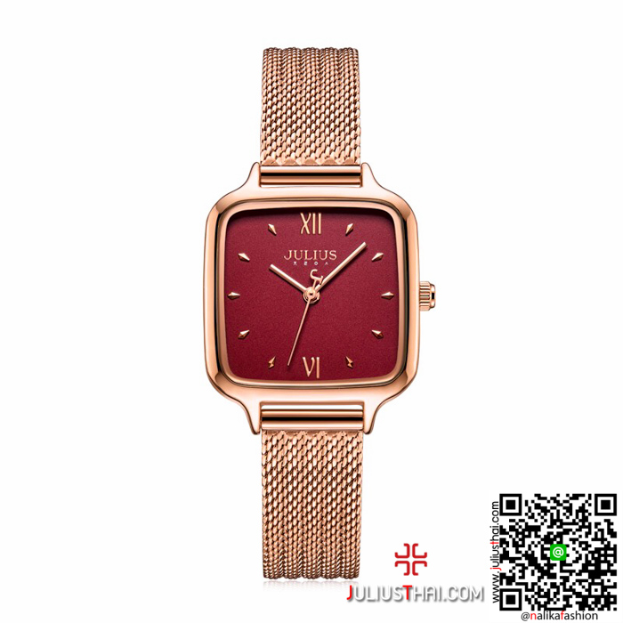 นาฬิกา Julius JA-1264 สีพิ้งโกล หน้าปัดเหลี่ยม หรูหราดูดีมากๆ ของเเท้ ส่งฟรี มีบริการเก็บเงินปลายทาง