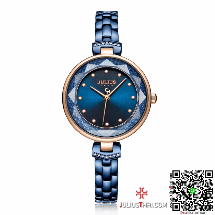 นาฬิกา Julius JA-1227 สายสแตนเลส หน้าปัดเพชรประกาย สีน้ำเงิน สวยมาก ของเเท้ ส่งฟรี มีบริการเก็บเงินปลายทาง