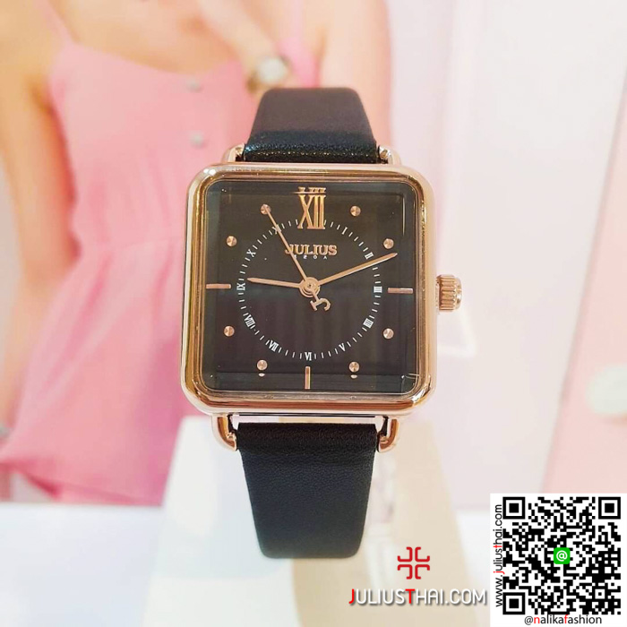 นาฬิกา Julius JA-1123 สีดำ หน้าปัดเหลี่ยม ปังมากกกก ของเเท้ ส่งฟรี มีบริการเก็บเงินปลายทาง