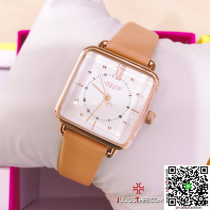 นาฬิกา Julius JA-1123 สีเหลืองหม่นๆ หน้าปัดเหลี่ยม ปังมากกกก ของเเท้ ส่งฟรี มีบริการเก็บเงินปลายทาง