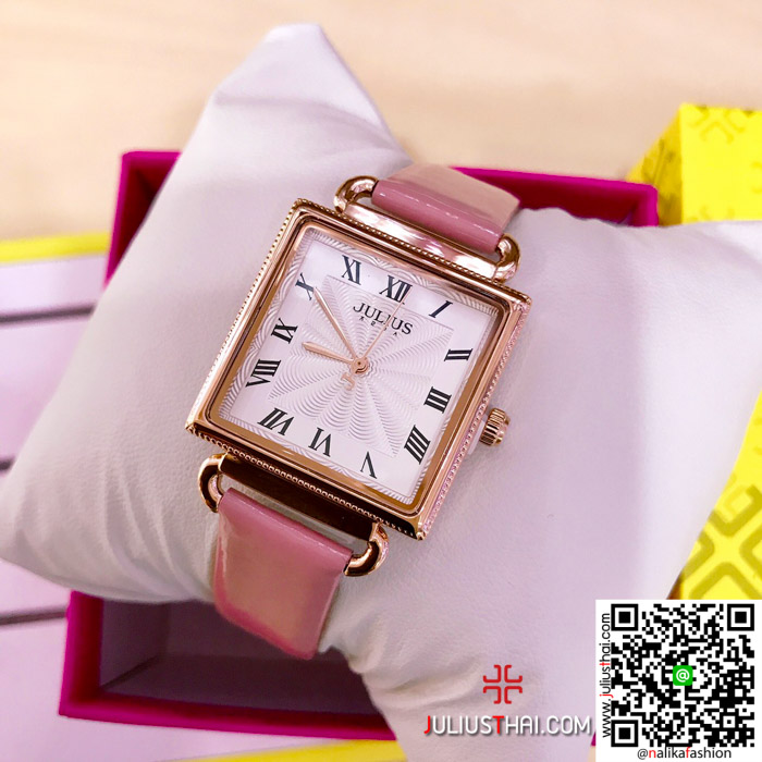นาฬิกา Julius JA-1166 สีชมพู หน้าปัดเหลี่ยม ปังมากกกก ส่งฟรี มีบริการเก็บเงินปลายทาง