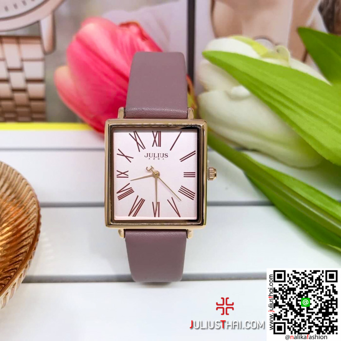 นาฬิกา Julius JA-1269 สีม่วง หน้าปัดเหลี่ยม สวยมาก เก๋มาก ส่งฟรี มีบริการเก็บเงินปลายทาง