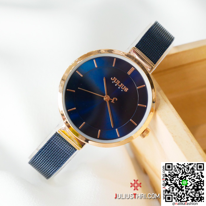นาฬิกา Julius JA-1050 สายสแตนเลส สีน้ำเงิน ดูดีสุดๆไปเลย ของเเท้ ส่งฟรี มีบริการเก็บเงินปลายทาง