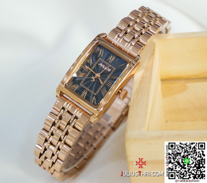 นาฬิกา Julius JA-1252 สีพิ้งโกล หน้าปัดเหลี่ยม ดูดีมากๆ ของเเท้ ส่งฟรี มีบริการเก็บเงินปลายทาง
