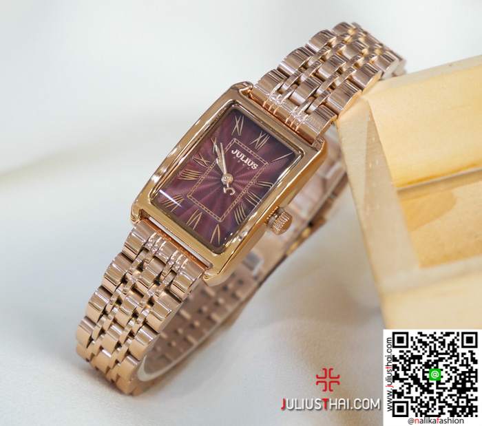 นาฬิกา Julius JA-1252 สีพิ้งโกล หน้าปัดเหลี่ยม ดูดีมากๆ ของเเท้ ส่งฟรี มีบริการเก็บเงินปลายทาง