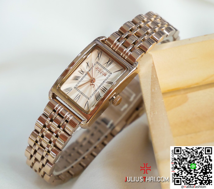 นาฬิกา Julius JA-1252 สีพิ้งโกล หน้าปัดเหลี่ยม ดูดีมากๆ ของเเท้ ส่งฟรี มีบริการเก็บเงินปลายทาง