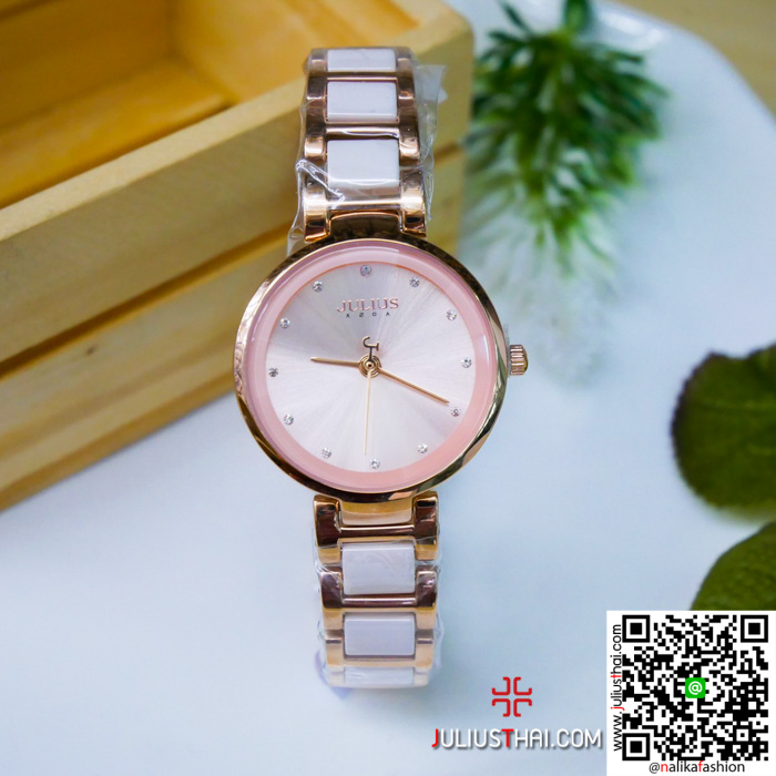 นาฬิกา Julius JA-1209 สายสแตนเลส สีชมพู สดใส น่ารัก ของมันต้องมี ส่งฟรี มีบริการเก็บเงินปลายทาง