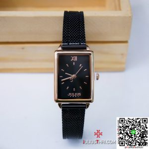 นาฬิกา Julius JA-1263 สีดำ หน้าปัดเหลี่ยม สวย เรียบร้อย ของเเท้ ส่งฟรี มีบริการเก็บเงินปลายทาง
